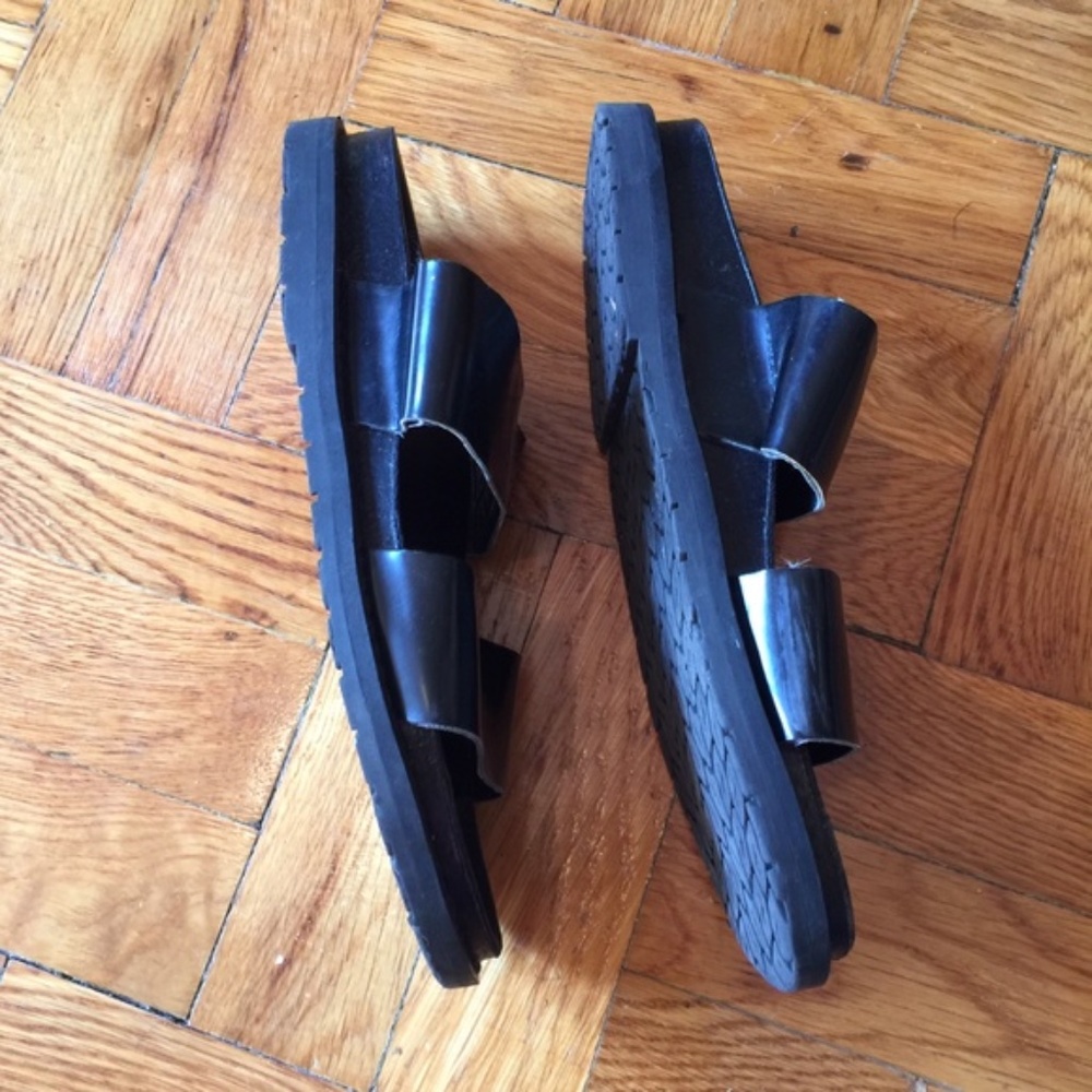 Zara Black Basic Wide Strap Flat Sandals - image 3